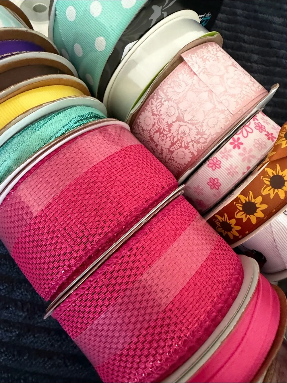 Assorted Pink and Teal Decorative Ribbon Bundle - Home Party Supplies Lot of 22